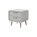 Modern Minimalist Nightstand with Two Drawers and Wooden Legs